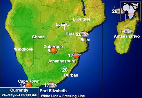 Lõuna-Aafrika Vabariik Ilm temperatuur kaart 
