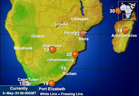 ЮАР Карта погоды Температура 