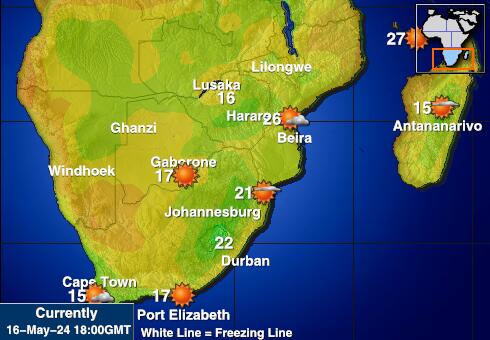 Afrika Selatan Peta Suhu Cuaca 