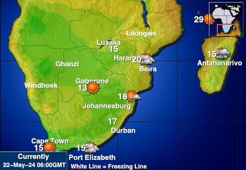 Sydafrika Vädertemperaturkarta 