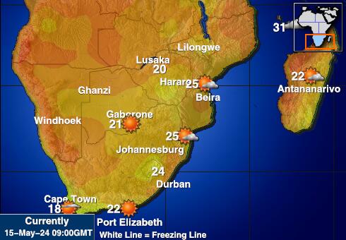 Güney Afrika Hava sıcaklığı haritası 