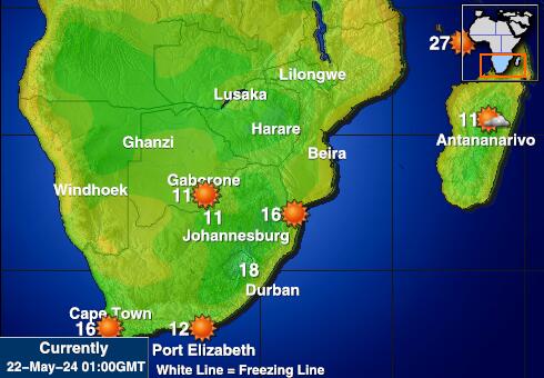 ЮАР Карта погоды Температура 