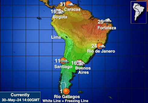 South America Weather Temperature Map 