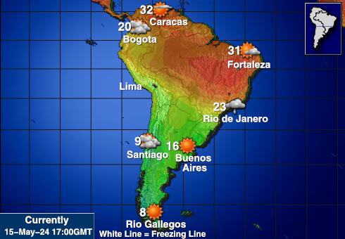 Güney Amerika Hava sıcaklığı haritası 