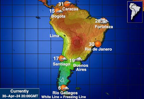 أمريكا الجنوبية خريطة درجة حرارة الطقس 