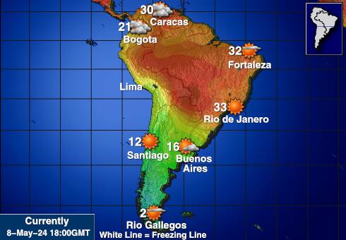 South America Weather Temperature Map 