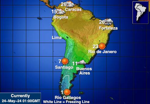 Lõuna-Ameerika Ilm temperatuur kaart 