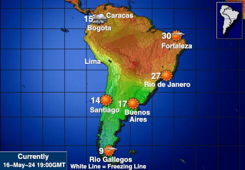 Южная Америка Карта погоды Температура 