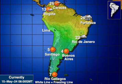 أمريكا الجنوبية خريطة درجة حرارة الطقس 