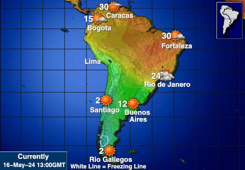 Zuid-Amerika Weer temperatuur kaart 