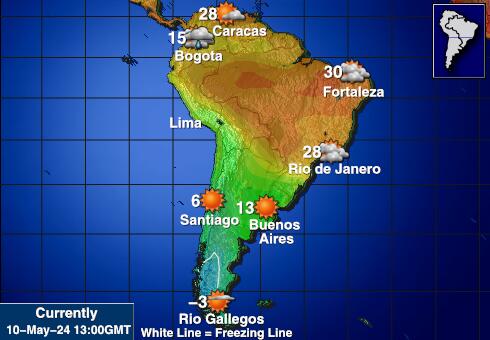 Nam Mỹ Bản đồ nhiệt độ thời tiết 