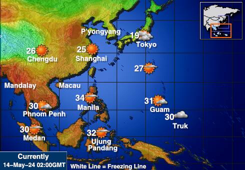 Dél-Korea Időjárás hőmérséklet térképen 