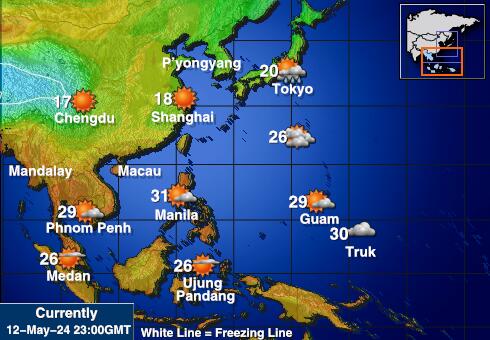 Nam Triều Tiên Bản đồ nhiệt độ thời tiết 
