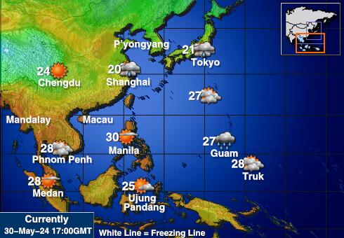 كوريا الجنوبية خريطة درجة حرارة الطقس 