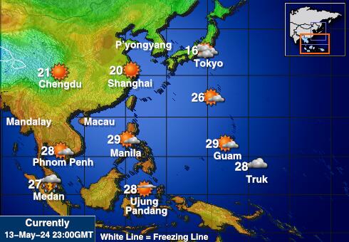 韓国 天気温度マップ 