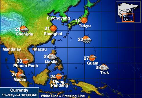 Dienvidkoreja Laika temperatūra karte 