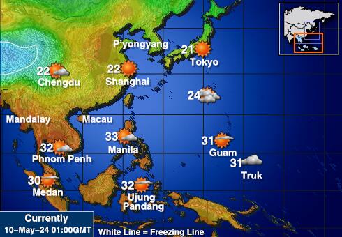 كوريا الجنوبية خريطة درجة حرارة الطقس 