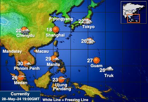Dél-Korea Időjárás hőmérséklet térképen 
