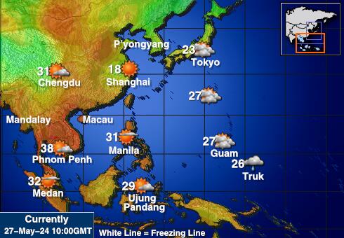 Lõuna-Korea Ilm temperatuur kaart 