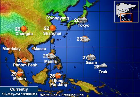 Coreea de Sud Harta temperaturii vremii 