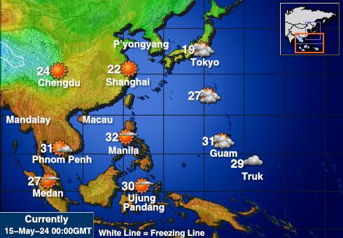 Südkorea Wetter Temperaturkarte 