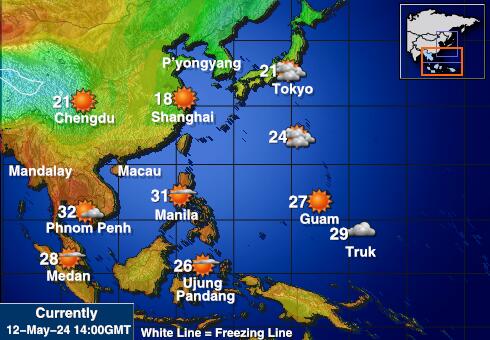 Південна Корея Карта температури погоди 