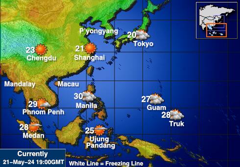 South Korea Mapa temperatura Tempo 