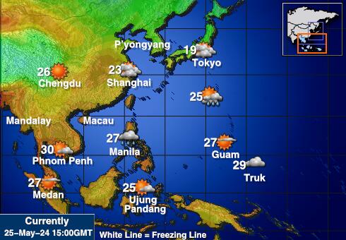 Etelä-Korea Sää lämpötila kartta 