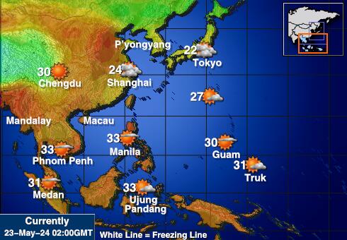 Νότια Κορέα Θερμοκρασία Καιρός χάρτη 