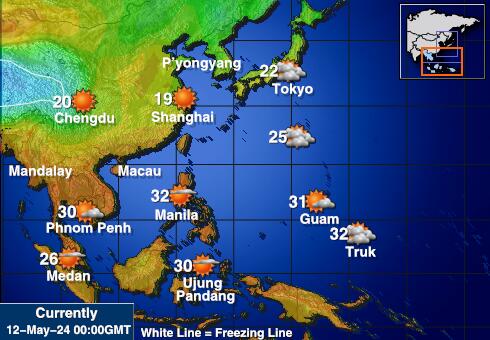 Južna Koreja Vreme Temperatura Zemljevid 