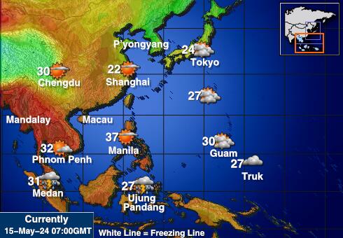 Südkorea Wetter Temperaturkarte 