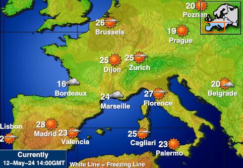 西班牙 天气温度图 