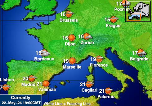 Spanyolország Időjárás hőmérséklet térképen 