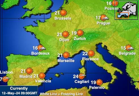 Hiszpania Temperatura Mapa pogody 