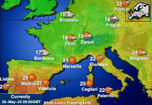 Шпанија Временска прогноза, Температура, Карта 