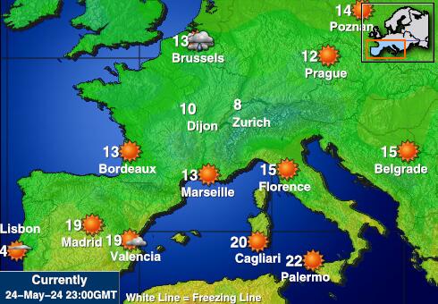 Espagne Carte des températures de Météo 