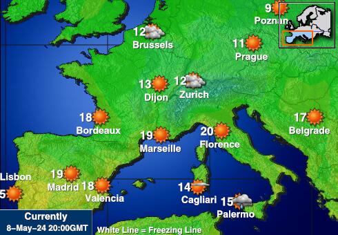 Spain Mapa temperatura Tempo 
