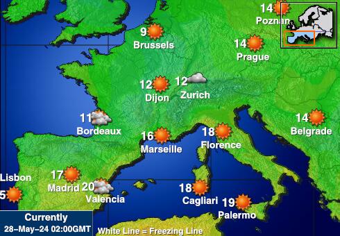 Ισπανία Θερμοκρασία Καιρός χάρτη 