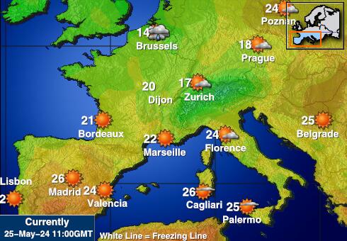إسبانيا خريطة درجة حرارة الطقس 