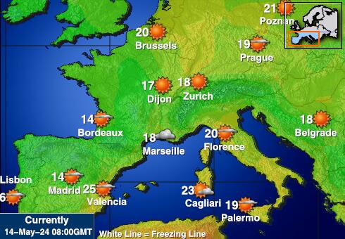 España Mapa de temperatura Tiempo 