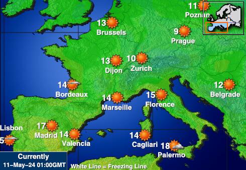 Spania Været temperatur kart 
