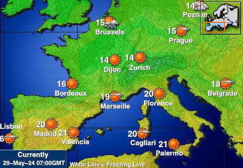 Испания Карта погоды Температура 