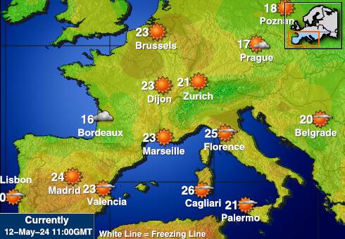 Espanja Sää lämpötila kartta 