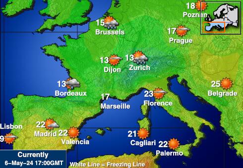Испания Карта погоды Температура 