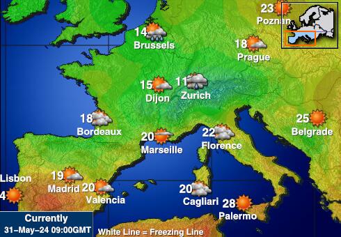 Spanien Vejret temperatur kort 