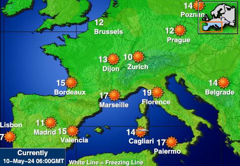 Spanien Vejret temperatur kort 