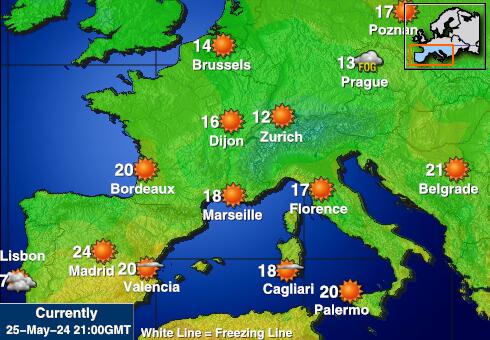 スペイン 天気温度マップ 