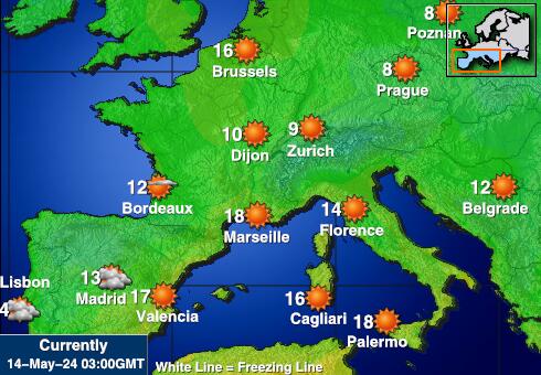 Spanyol Peta Suhu Cuaca 
