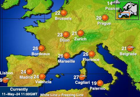Spanien Wetter Temperaturkarte 
