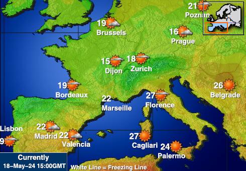 Hispaania Ilm temperatuur kaart 